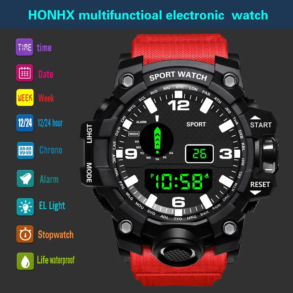 Men's Waterproof Sports Multifunctional Luminous Electronic Watch
