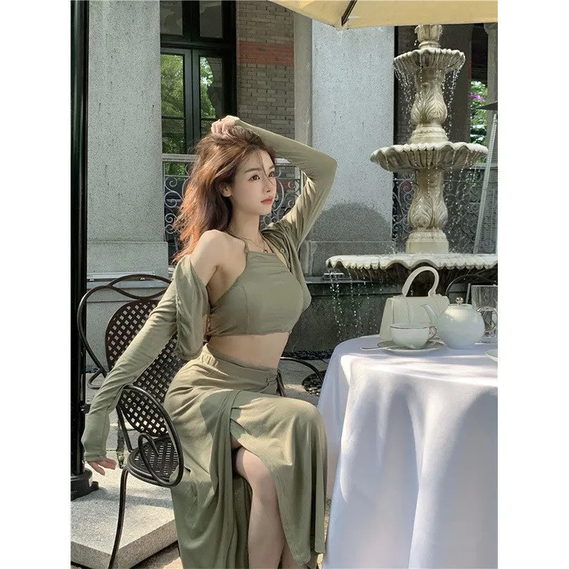 Camisole Split Skirt Summer Plus Size Three-piece Suit