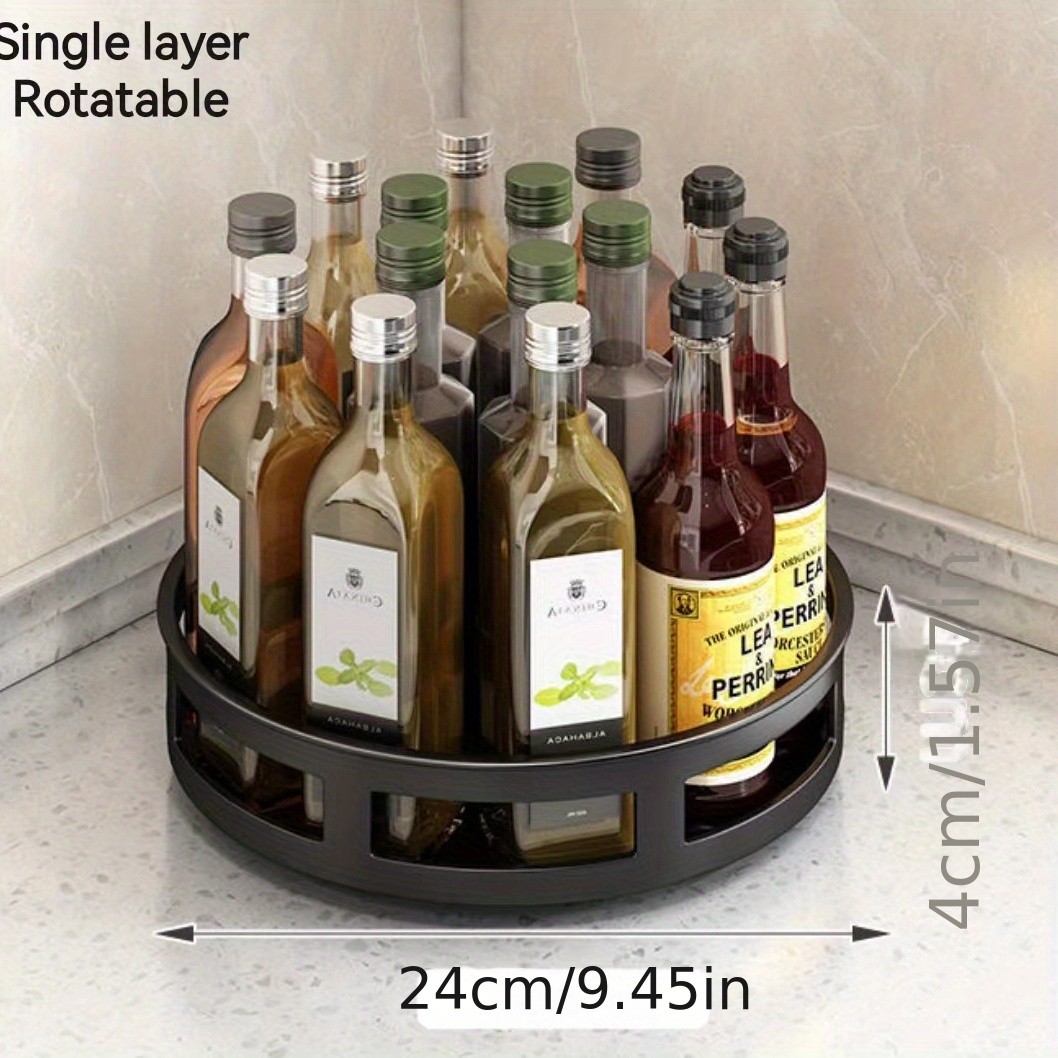 Multifunctional Rotating Storage Rack with Adjustable Height and Spray Paint Finish  Ideal for Kitchen, Bathroom, and Countertop Organization for Restaurants