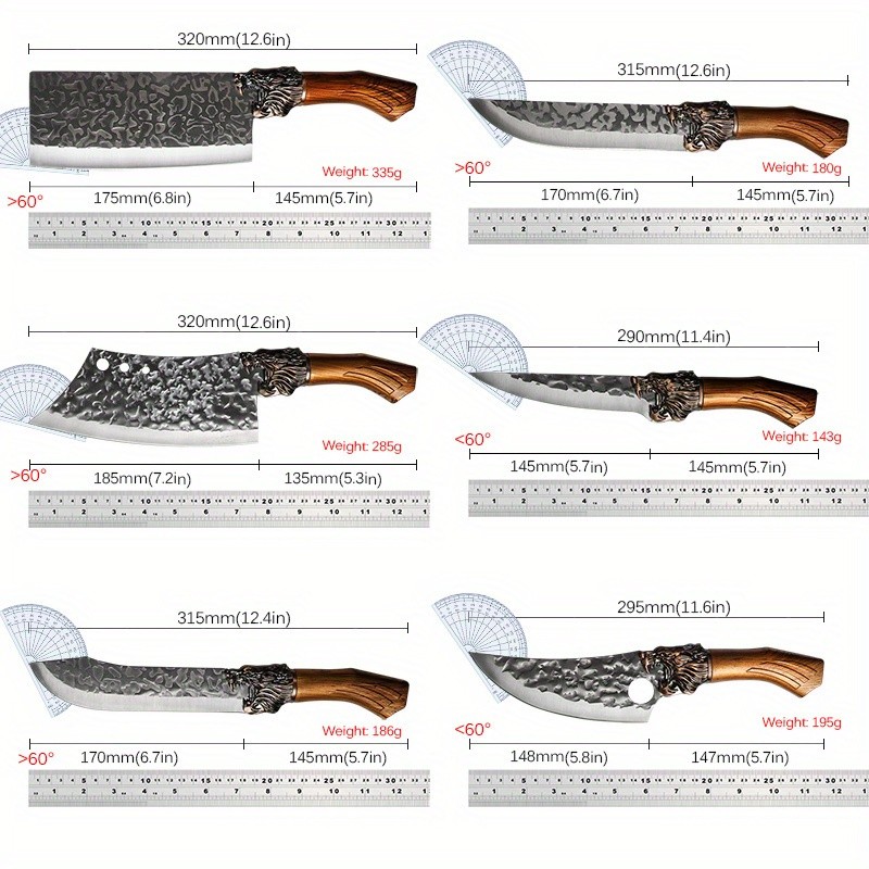 7-Piece Handmade Forged Knife Professional Kitchen Chef Knife Set  Stainless Steel Chef Knife, Utility Knife, Boning Knife, Cutting Knife, Fish Knife, Butcher Knife, Kitchen Scissors
