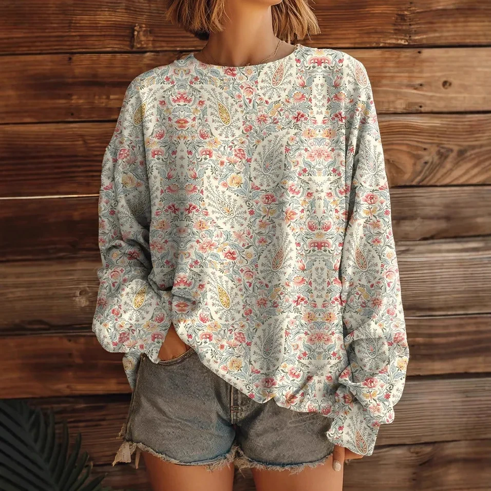 Long Sleeve Round Neck Loose Retro Style Sweater
