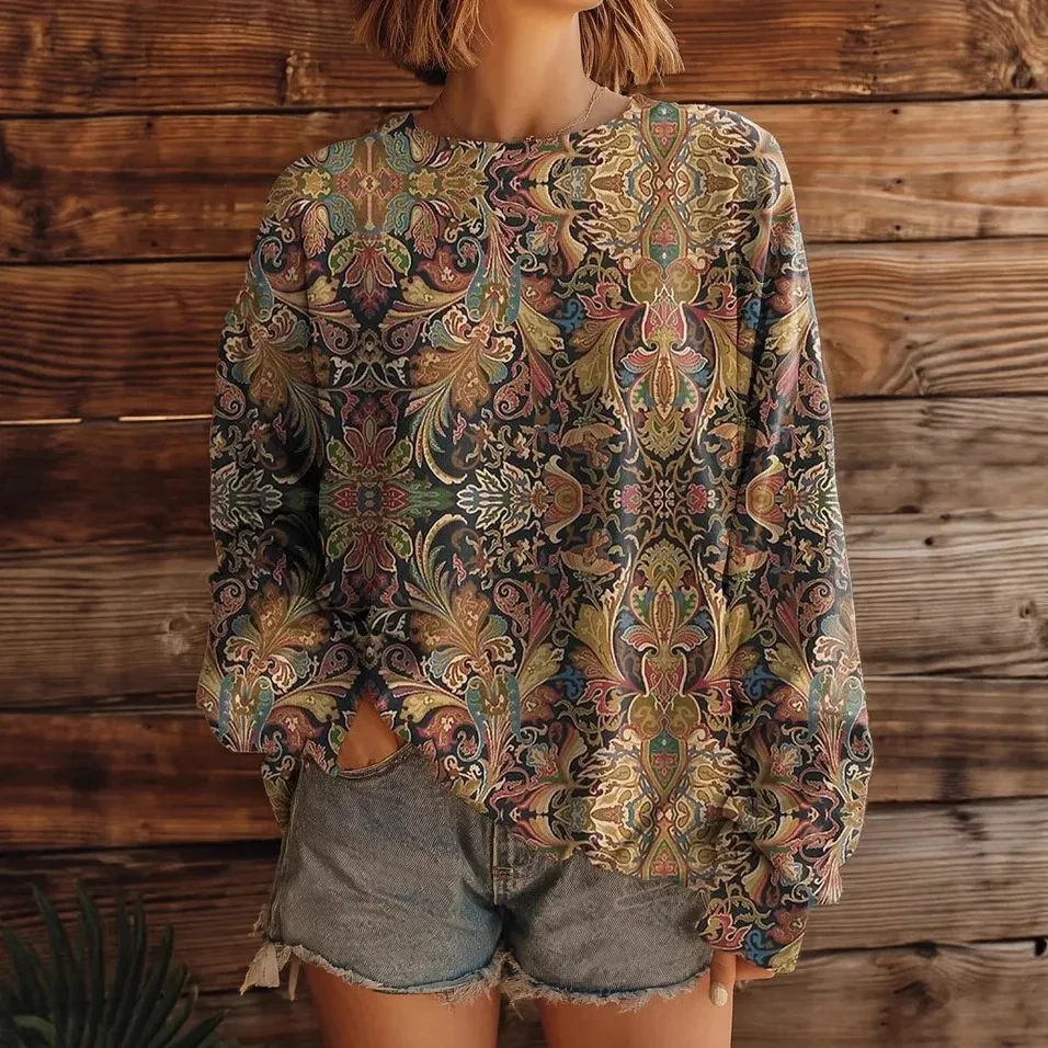 Long Sleeve Round Neck Loose Retro Style Sweater