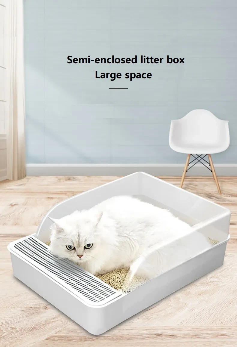 Semi-enclosed litter box