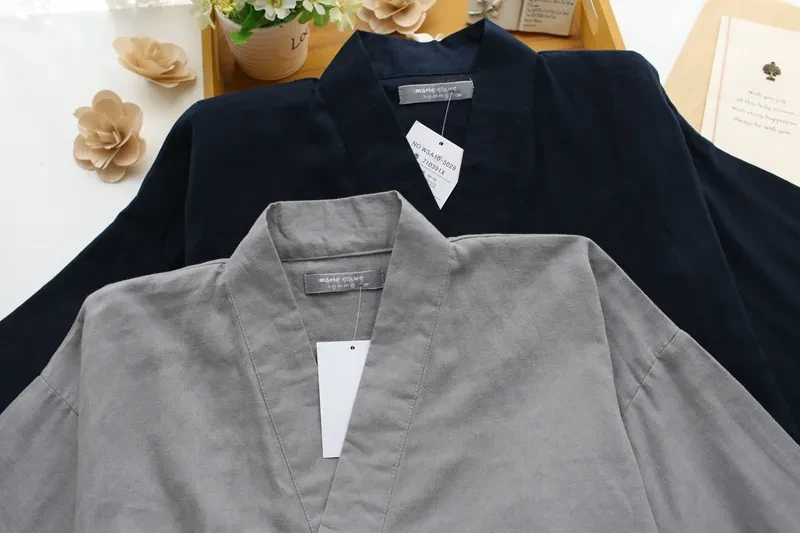 Men's kimono pajamas cotton double gauze loose pajamas