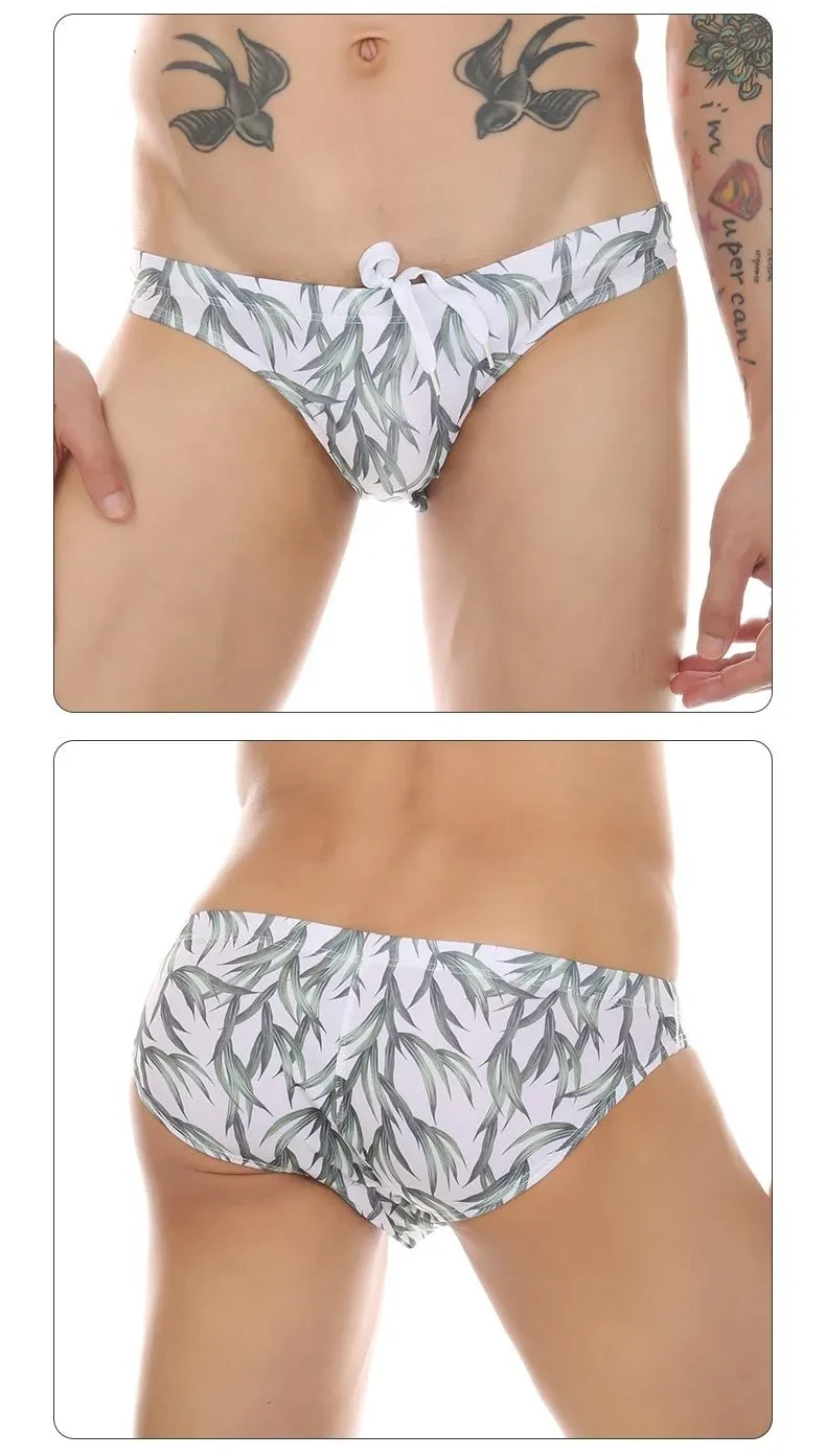 Sexy Print Swimming Trunks Plant Coconut Maple Leaf Trendy Beach Hot Spring Pants Multi-color