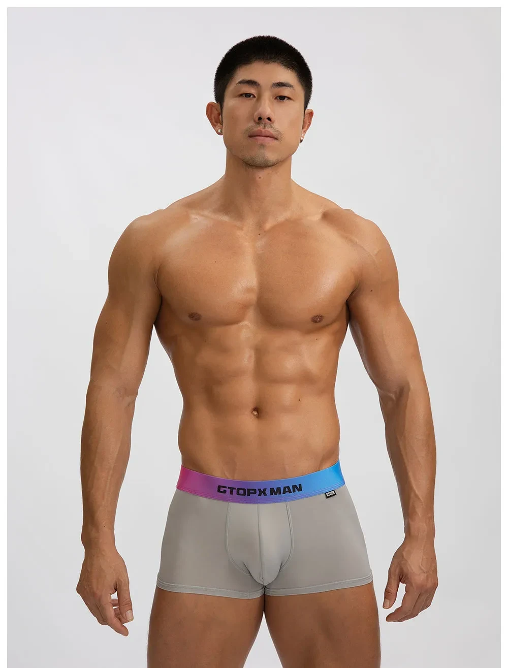 Men's Ice Silk U Convex Low Waist Thin Summer Gradient Boxers