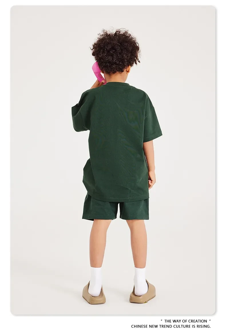 Earth Color Basic Style Medium And Large Children's Cotton Shorts