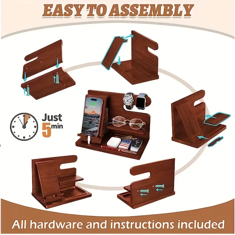Wood Phone Docking Station for Men