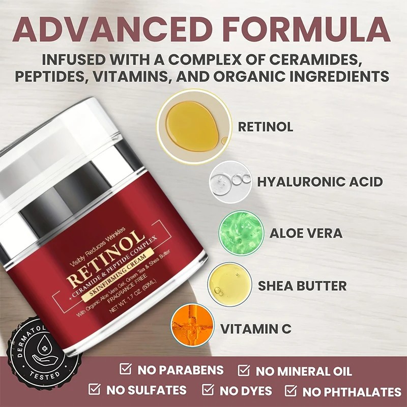 Instant Retinol Cream Wrinkle Remover - Firming, Lifting, and Anti-Aging Solution for Radiant Skin