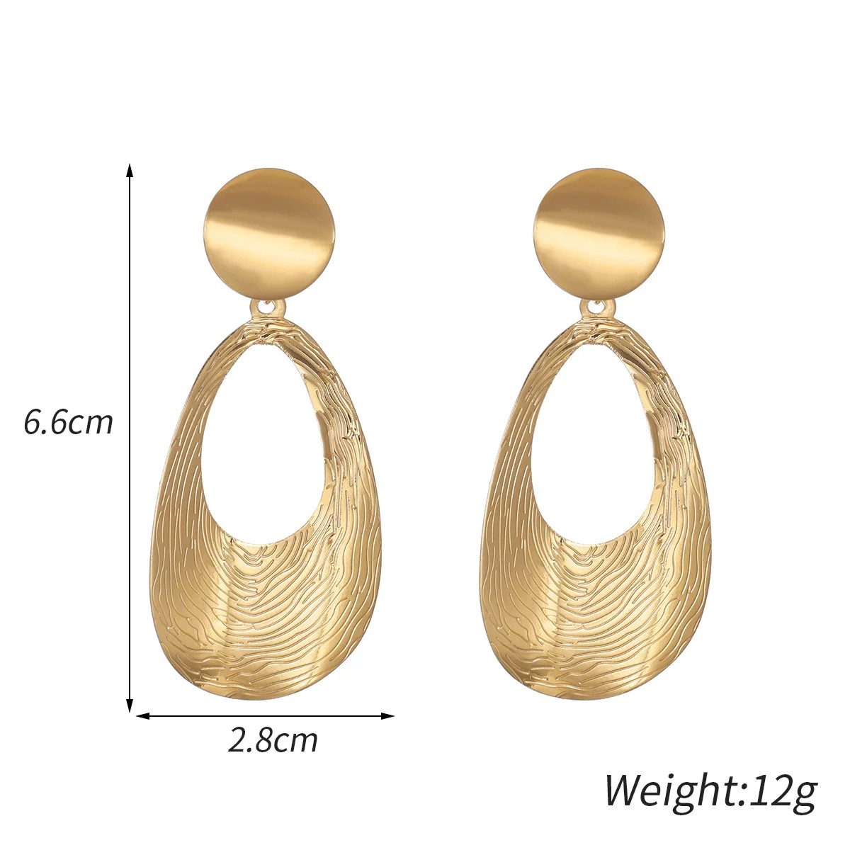 Vintage Metal Water-Drop Clip-on Earrings - Geometric Statement Big Earrings for Non-Pierced Ears