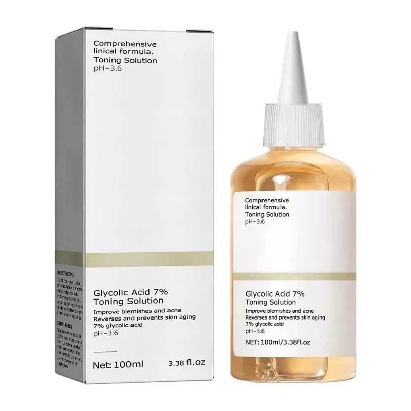 Glycolic Acid 7% Toning Solution - Acne Removal, Skin Moisturizing, Rejuvenating Lotion, and Gentle Exfoliating Toner