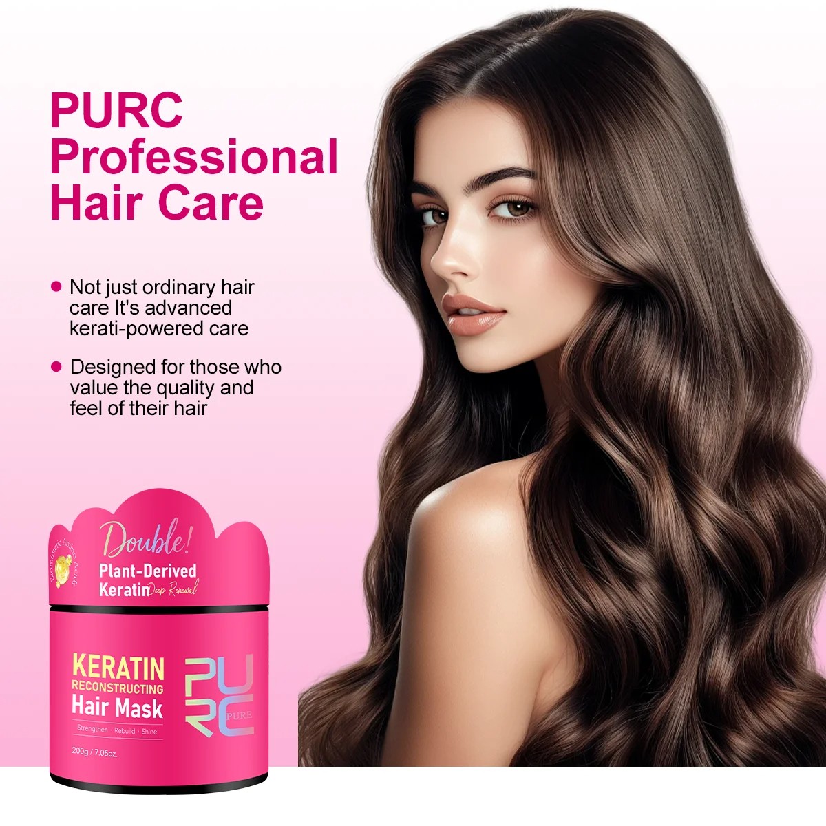 PURC Double Keratin Hair Mask - 3-Minute Deep Repair for Damaged, Frizzy Hair, and Improved Texture
