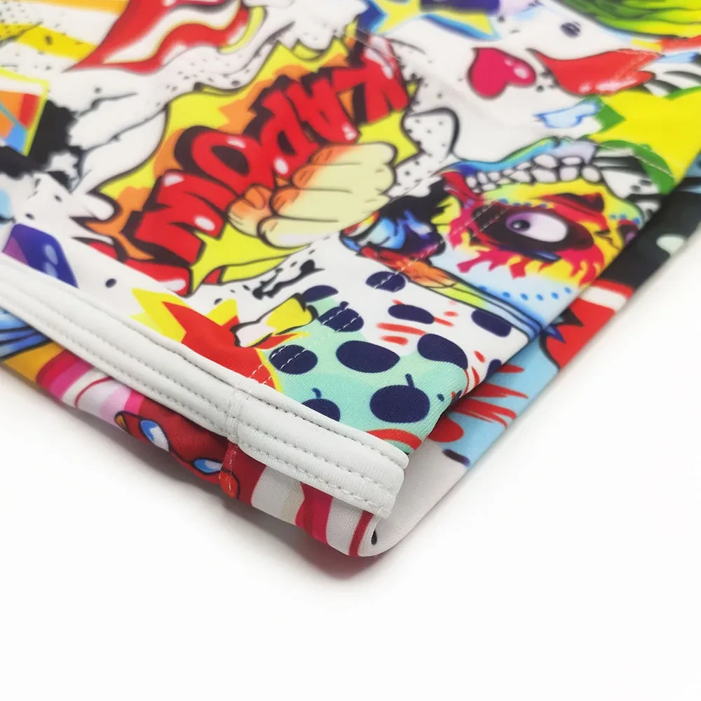 Funny Cartoon Printed Boxer Swimming Trunks Men