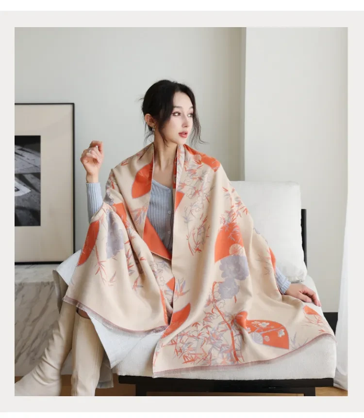 Age-reducing Yellow Cashmere-like Thick Warm Scarf