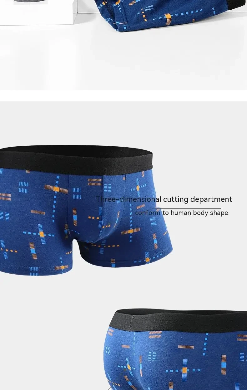 Breathable Printed Summer Thin Plus Size Men's Cotton Antibacterial Boxers Shorts
