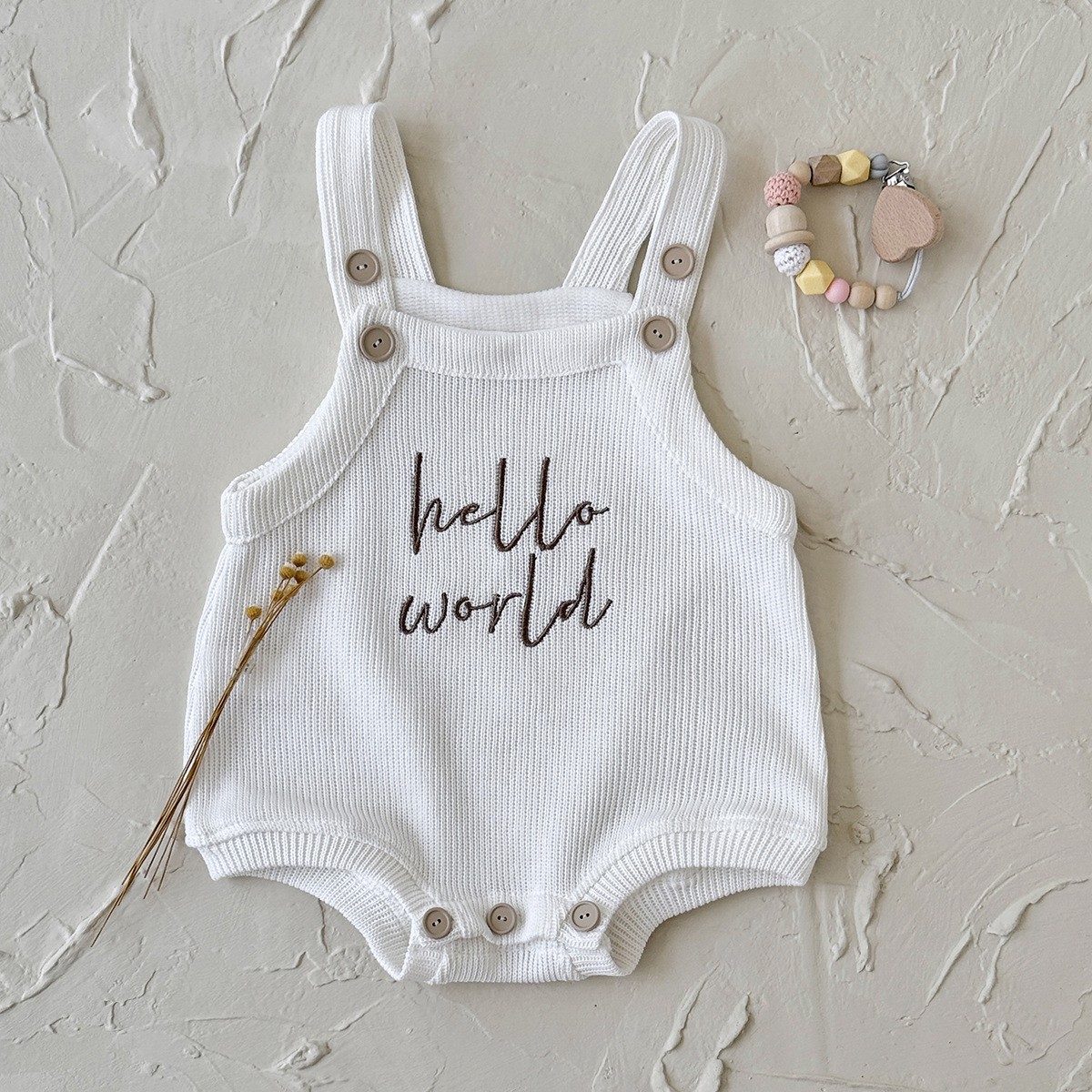 Simple All-match Baby Alphabet Embroidery Suspender Jumpsuit
