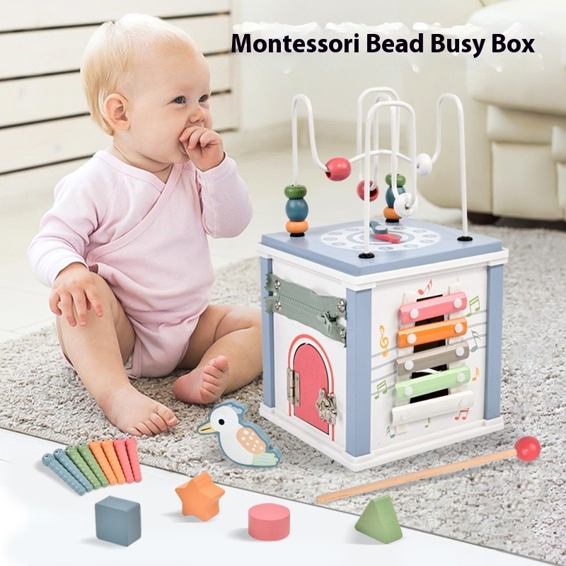 Wooden Busy Box Early Childhood Education Multifunctional