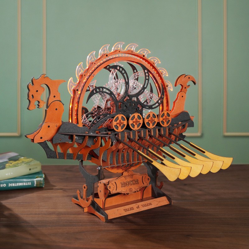 Viking Dragon Boat Hand-assembled Puzzle Building Blocks Toy