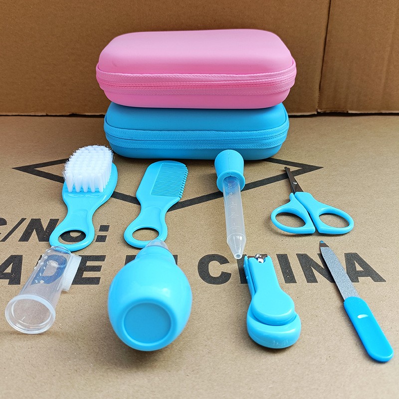 Cross-border Maternal And Infant Products 8piece Set Of Nail Clippers For Children And Babies Including Combs Brushes Nasal Aspirators In EVA Packaging