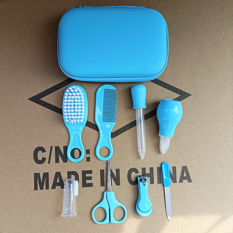 Cross-border Maternal And Infant Products 8piece Set Of Nail Clippers For Children And Babies Including Combs Brushes Nasal Aspirators In EVA Packaging