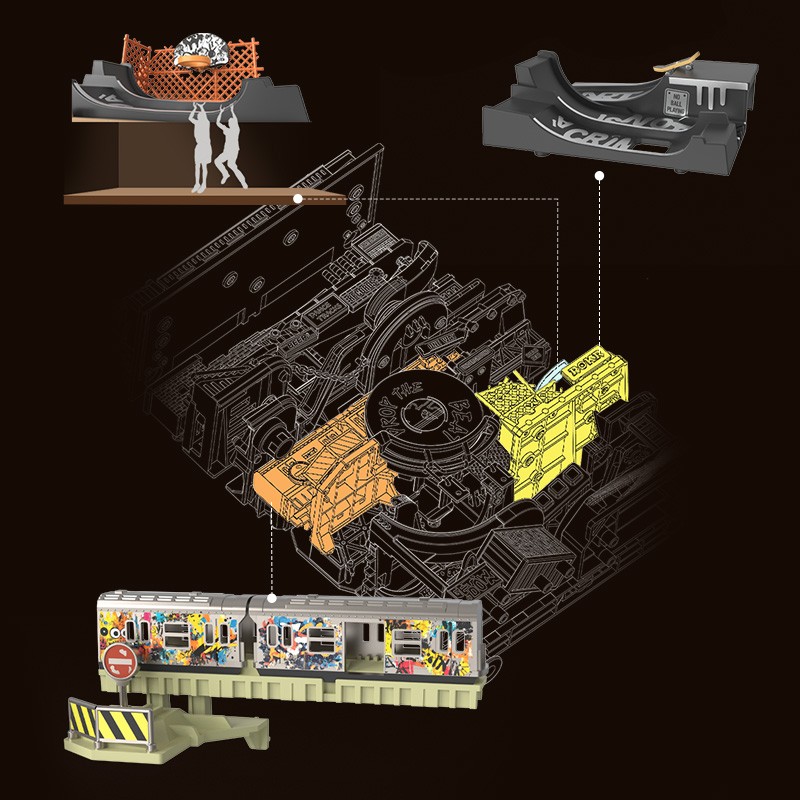 ROKR Parallel World 3D Puzzle Hip-Hop Street Themed Mechanical Marble Run Model Kit DIY Wooden Desk Decor For Adults & Teens