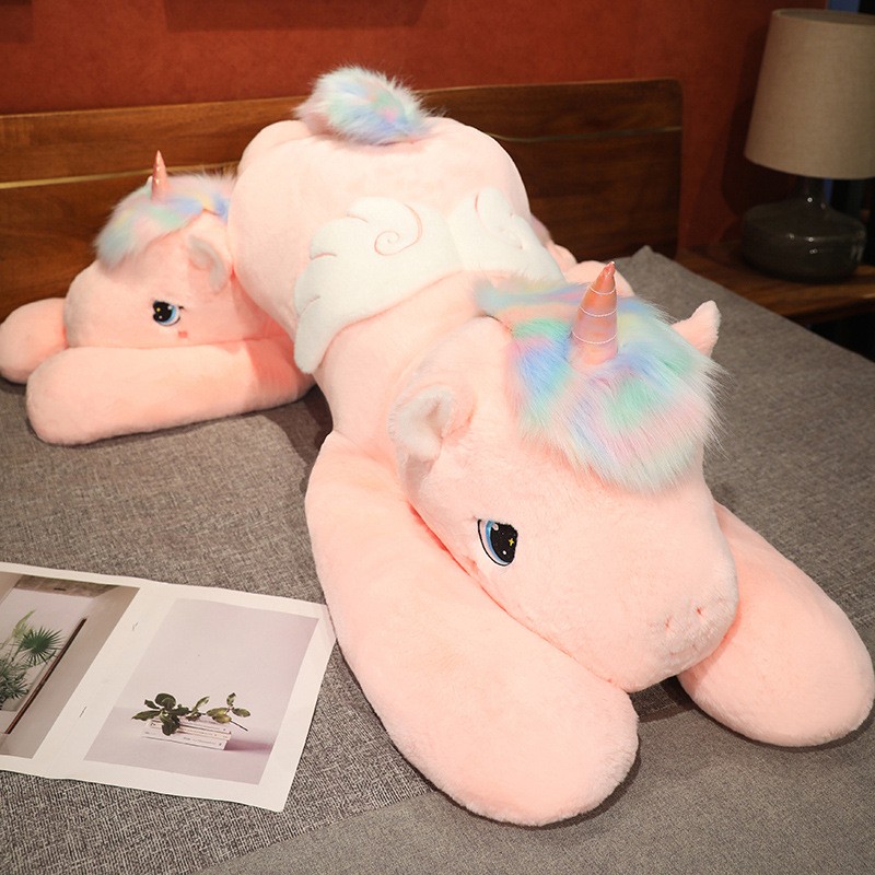 Rainbow Angel Horse Long Pillow Cute Plush Toy