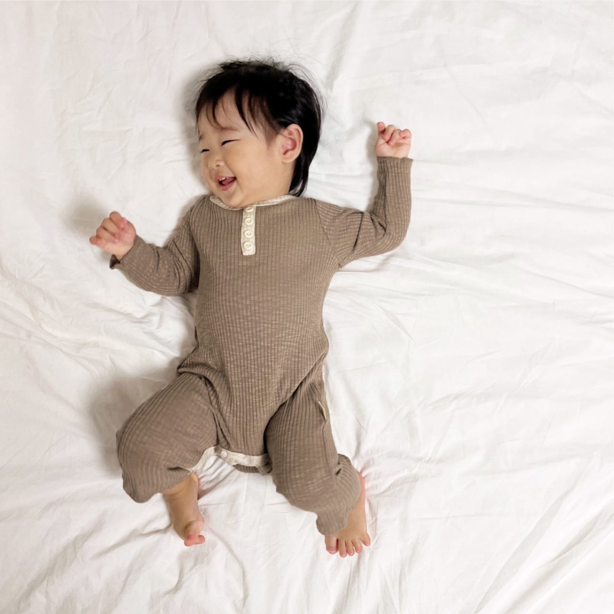 Sunken Stripe Long Onesie Baby Jumpsuit Long Climbing