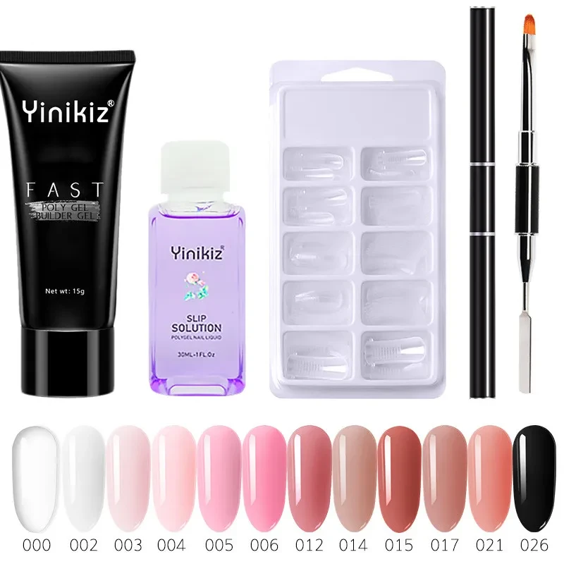 poly Extension Nail Gel Set 15ml 12 Colors White Clear Crystal UV Builder Gel