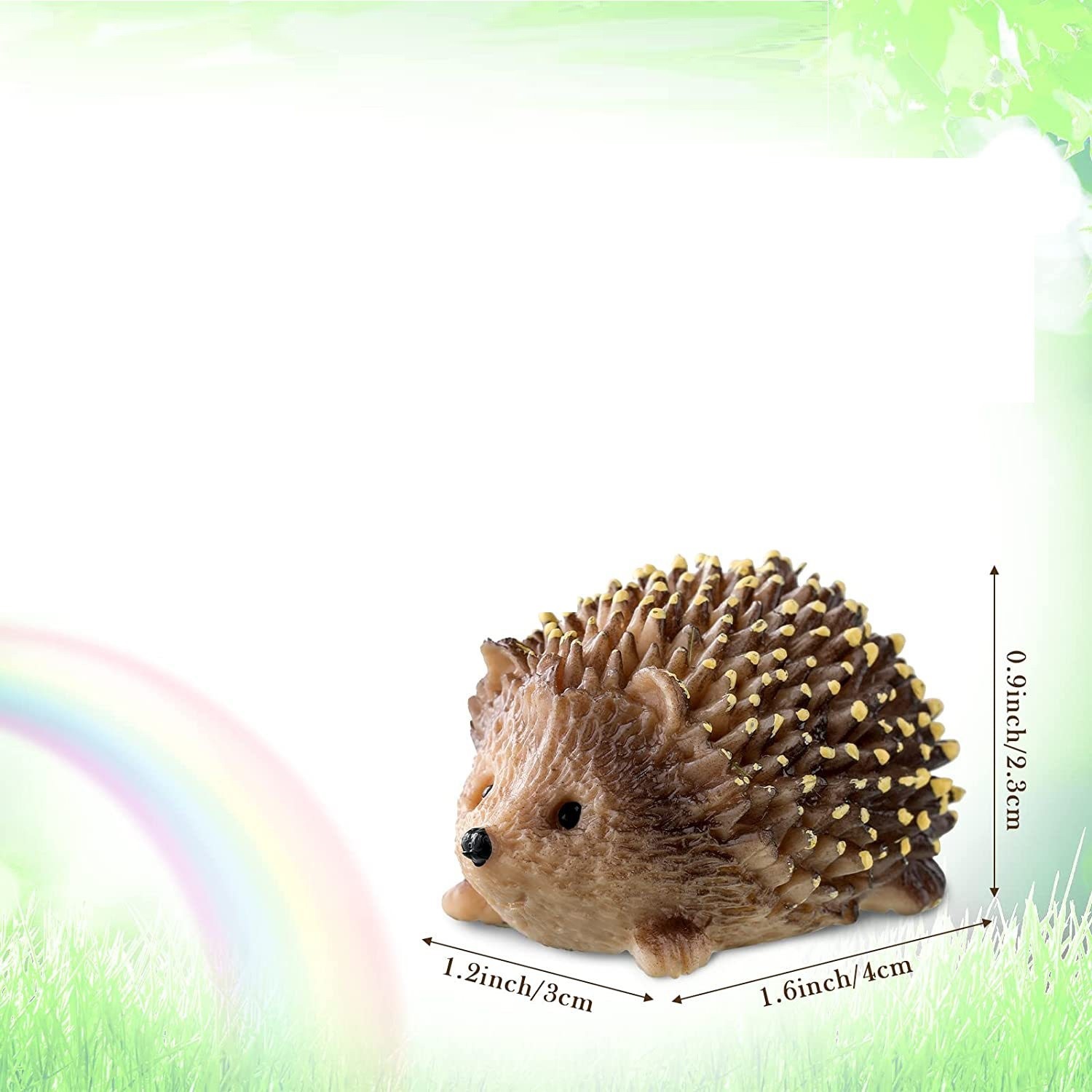 Resin Hedgehog And Wood Mushroom Garden Accessories Micro Landscape