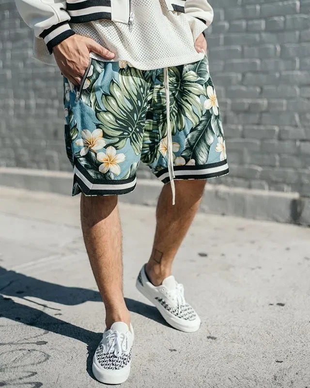 Vintage Casual Loose Fitting Floral Leaf Shorts