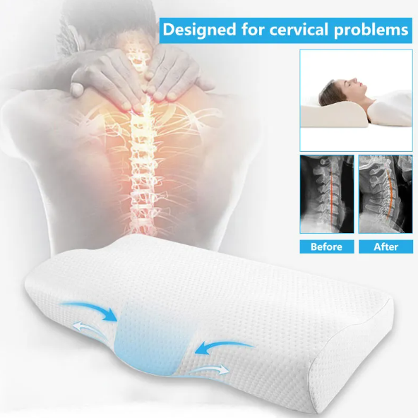 Memory Foam Bed Orthopedic Pillow Neck Protection Slow Rebound Memory Pillow Butterfly Shaped Health Cervical Neck