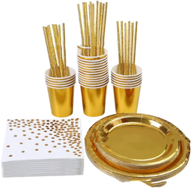 gold party cutlery