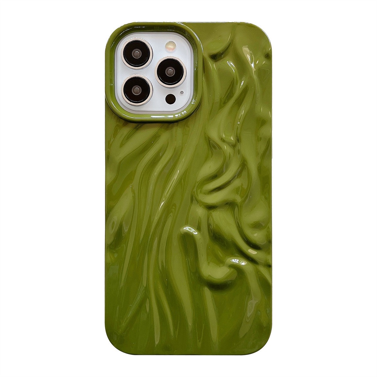 High-grade Ins Solid Color Water Ripple Silicone Phone Case