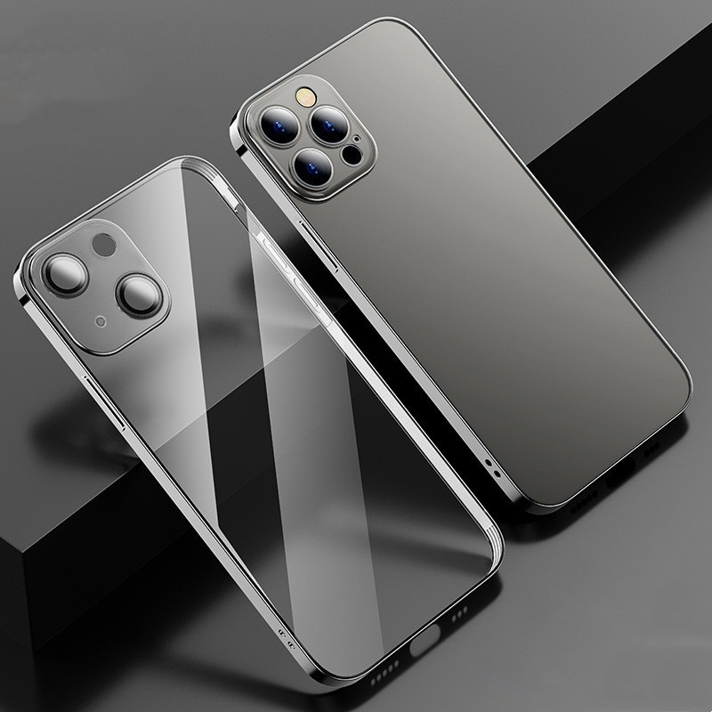 All-inclusive Electroplating Transparent TPU Comes With Lens Protector Phone Case