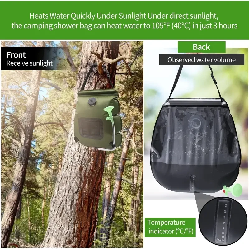 KIPIDA Solar Camping Shower Bag 18.93L