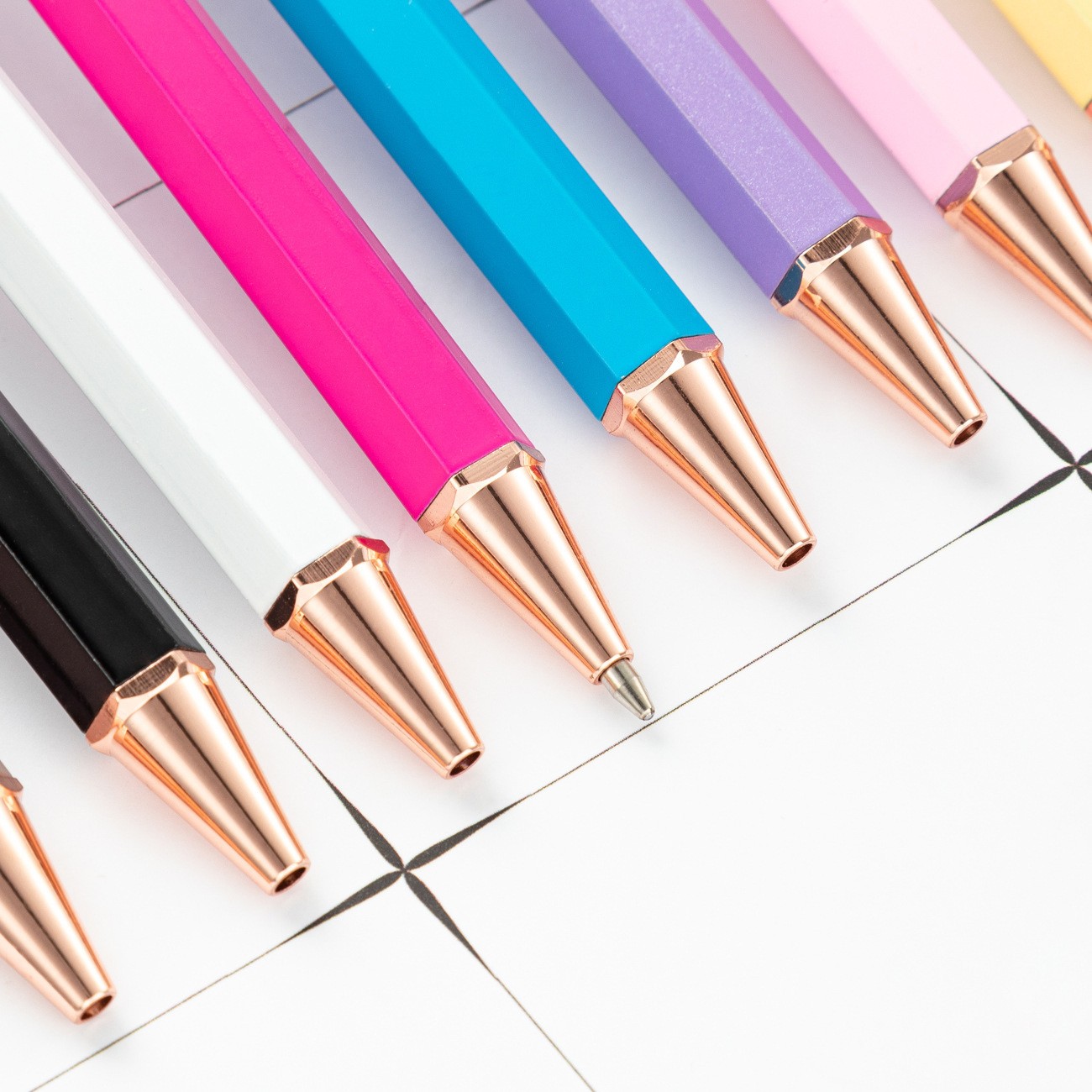 New Simple Six Angle Rod Metal Ball Point Pen