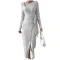 Women's Striped Fashion Round Neck Long Sleeve Narrow Bow Dress