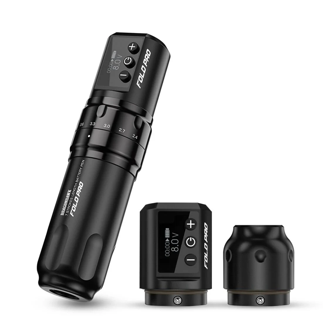 Dragonhawk Wireless Tattoo Pen Machine with 7 Stroke Length | Two Batteries | Fold Pro