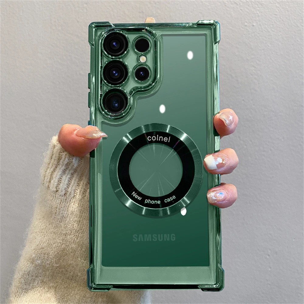 Phone Case Magnetic Suction Airbag Electroplating Transparent