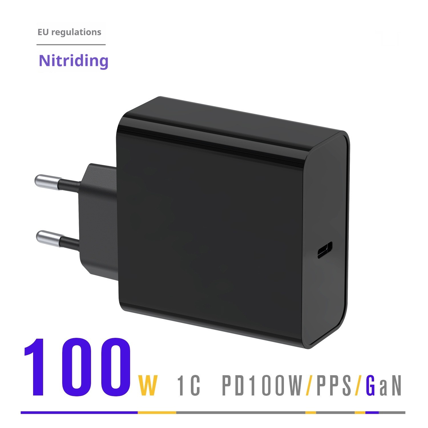 Pd100W W Gallium Nitride European Standard Single-port Adapter Camera Computer Equipment Fast Charging