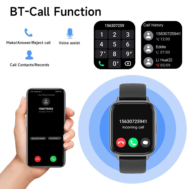 Bluetooth Phone Sports Heart Rate Sleep T17F Smart Watch