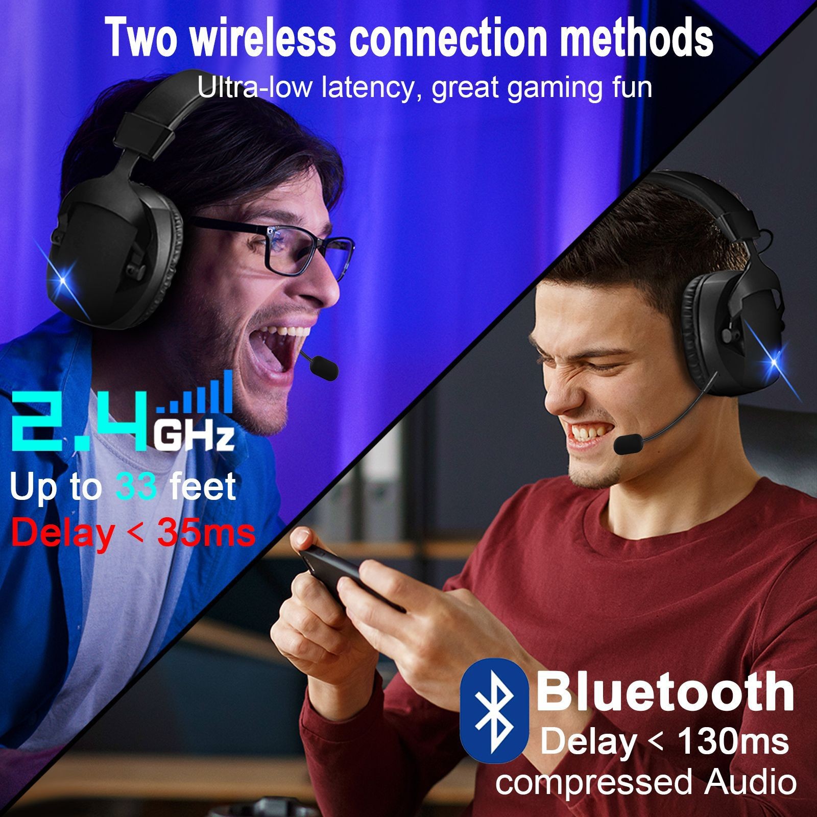 Cross-Border Over-Ear Bluetooth Headphones With Wireless Microphone 2.4G Dual-Mode, For E-Sports, Gaming PCs & PS5