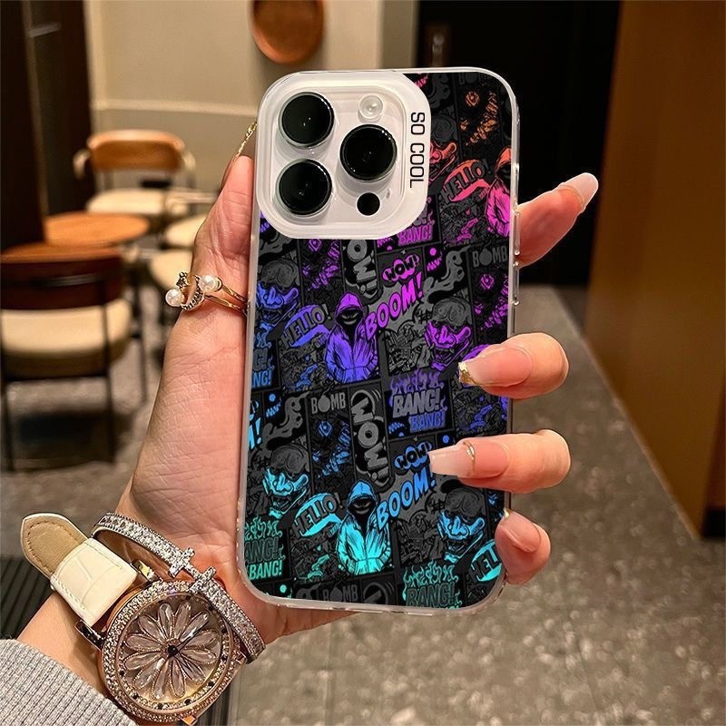 Colorful Silver Cool Graffiti Plastic Mobile Phone Shell