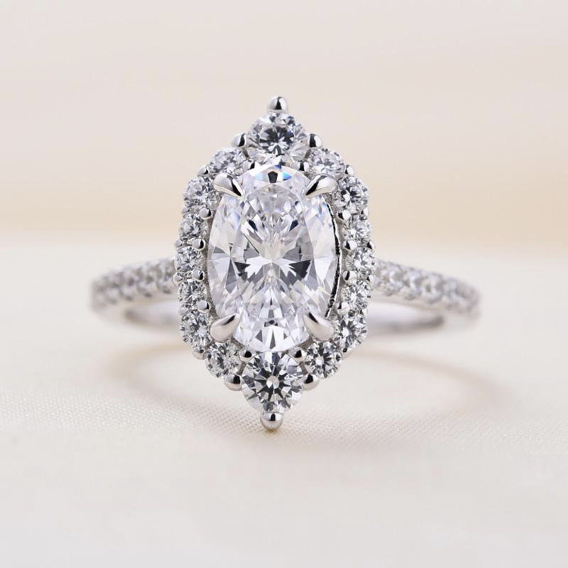 New European And American Fashion Jewelry Oval Zircon Women's Ring Set Ring