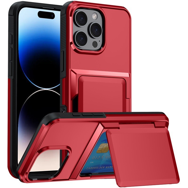 Solid Color Simple Flip Bracket Card Phone Case