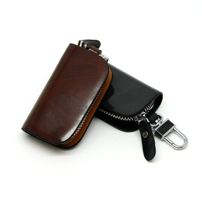 Fashion Zipper Vgenuine Leather Car Key Case