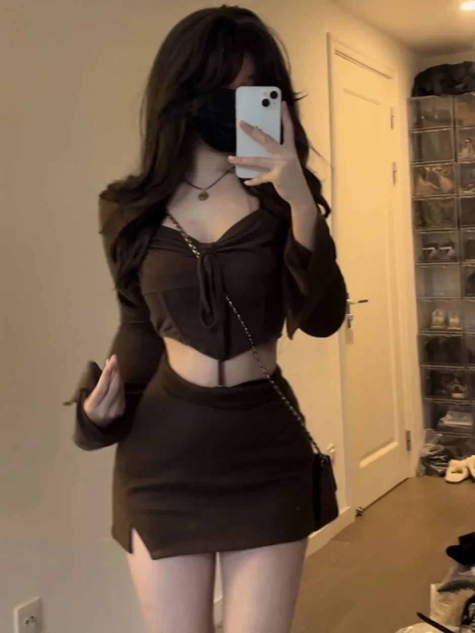 Brown Long Sleeve Top