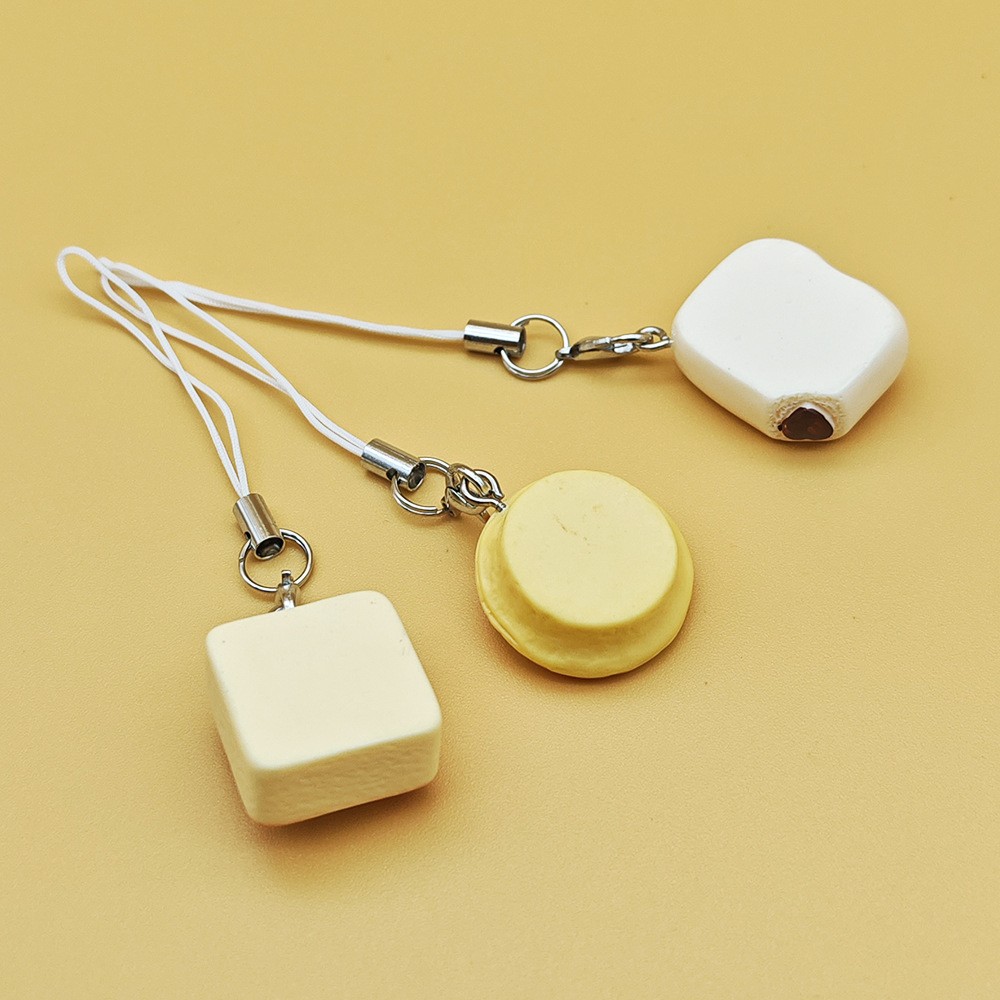 New Cute Kitten Egg Tart Simulation Mobile Phone Pendant