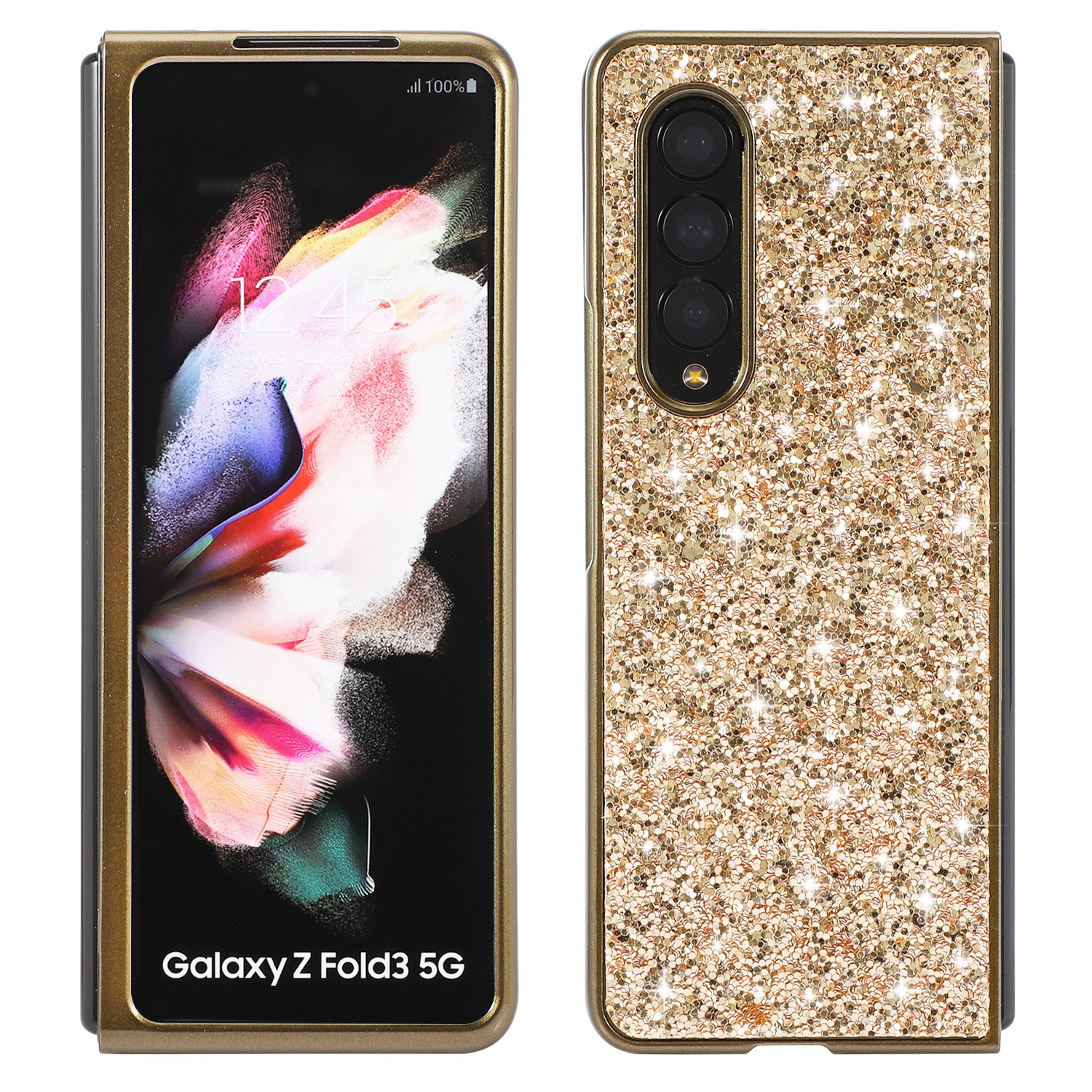 Electroplating Shimmering Powder Sequins Folding Hard Shell Phone Case
