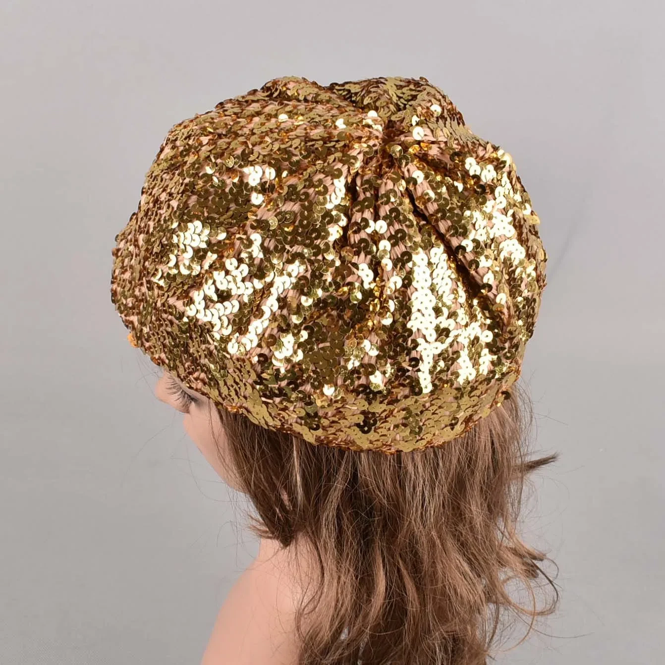 gold sequin beret